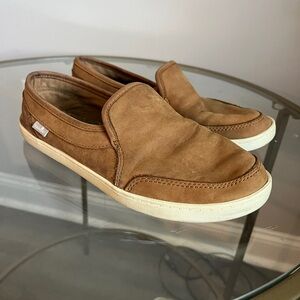 SANUK PAIR O DICE LEATHER TOBACCO BROWN, Size 6